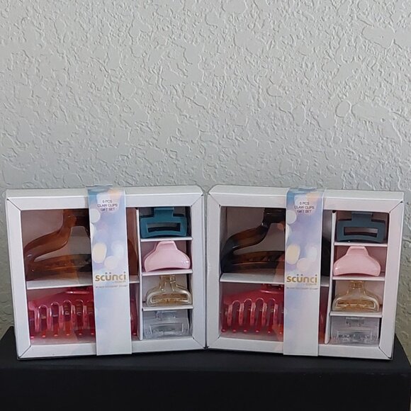 New Scunci 6-Count Hair Claw Clips (Set of 2 in the Boxes) - Picture 1 of 6